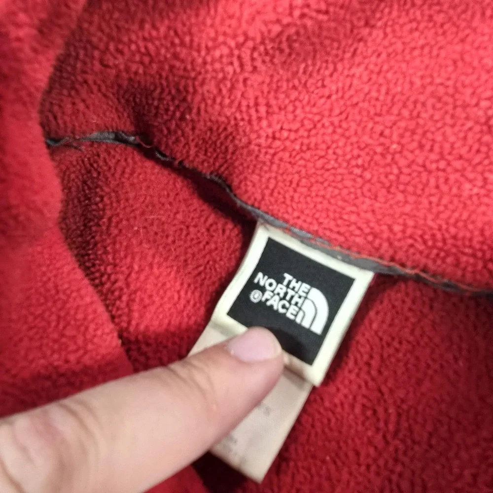 Vintage The‎ North Face Jacket Mens Medium Red Black Fleece Full Zip Hiking